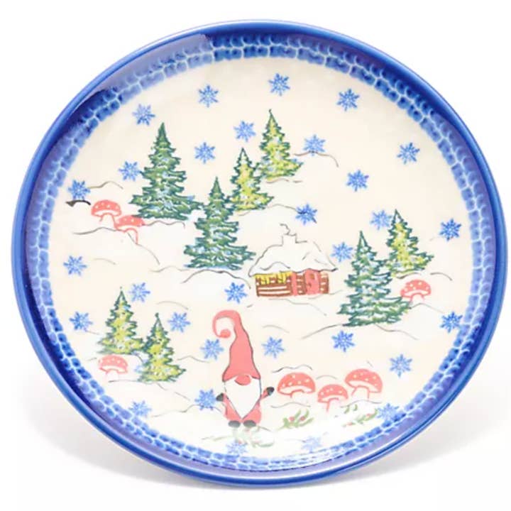 Polish Pottery Gnome Dessert Plate for wholesale by Lidia's Polish Pottery, Inc.