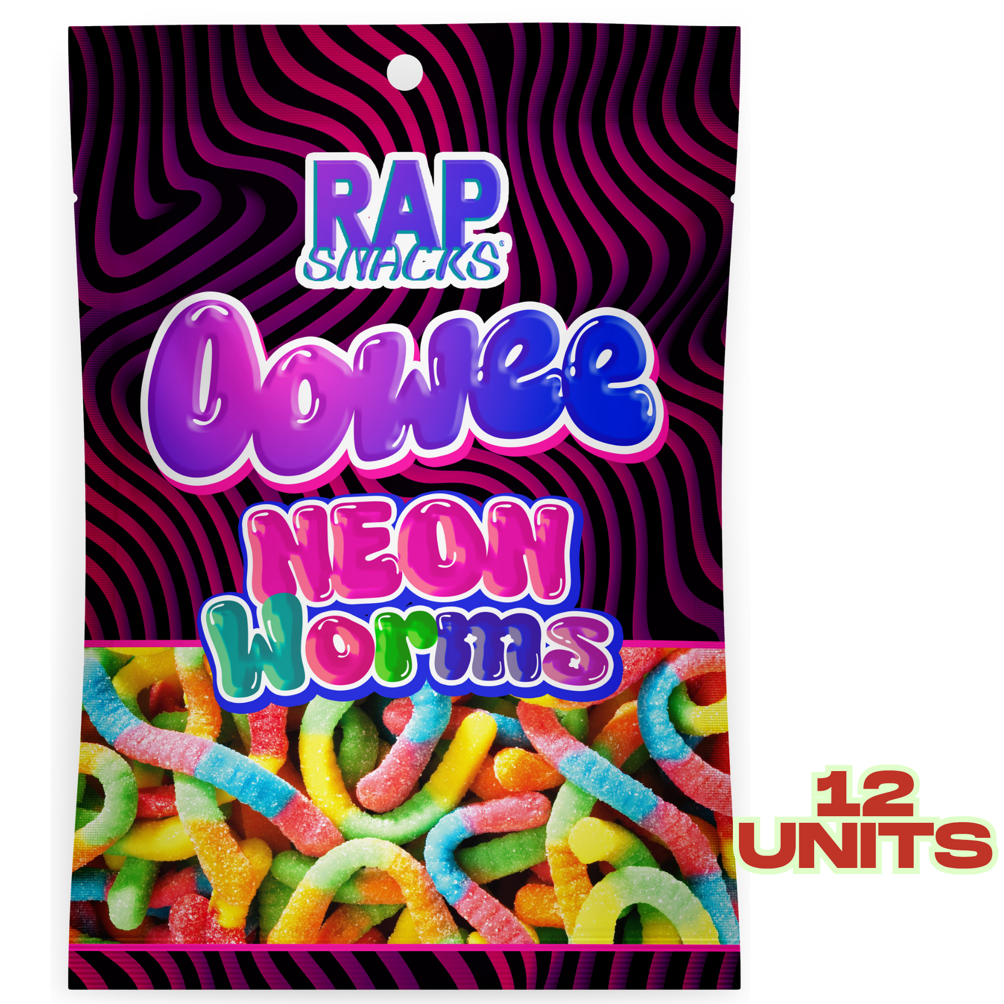 Rap Snacks – wholesale Gummy – Rap Snacks Oowee Neon Worms (5.3oz)0