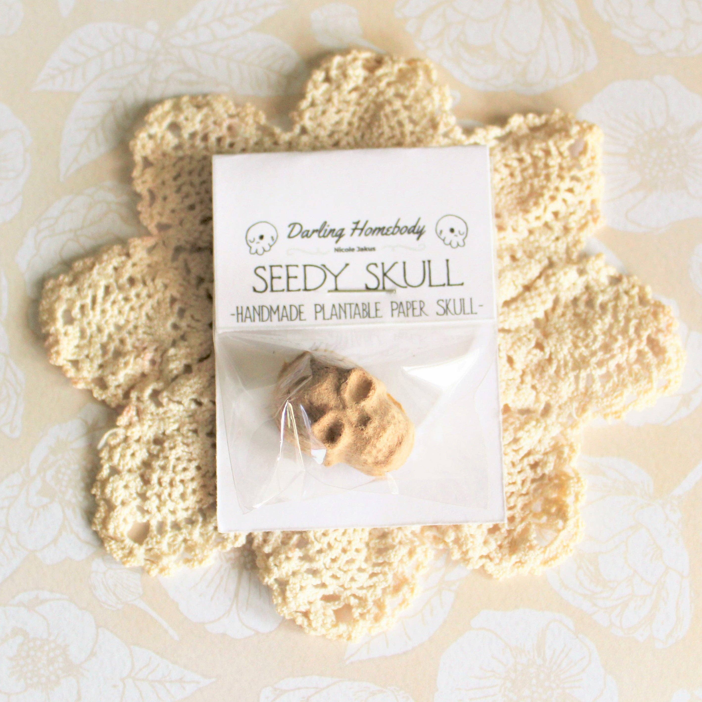 Darling Homebody - Vendita all'ingrosso Semi di piante - Teschio di Carta Piantabile Marrone Singolo / Teschio Seedy Bomba di Semi / Artigianato in Polpa di Carta Riciclata / Piccolo Regalo Primavera Estate / Fiori Selvatici1