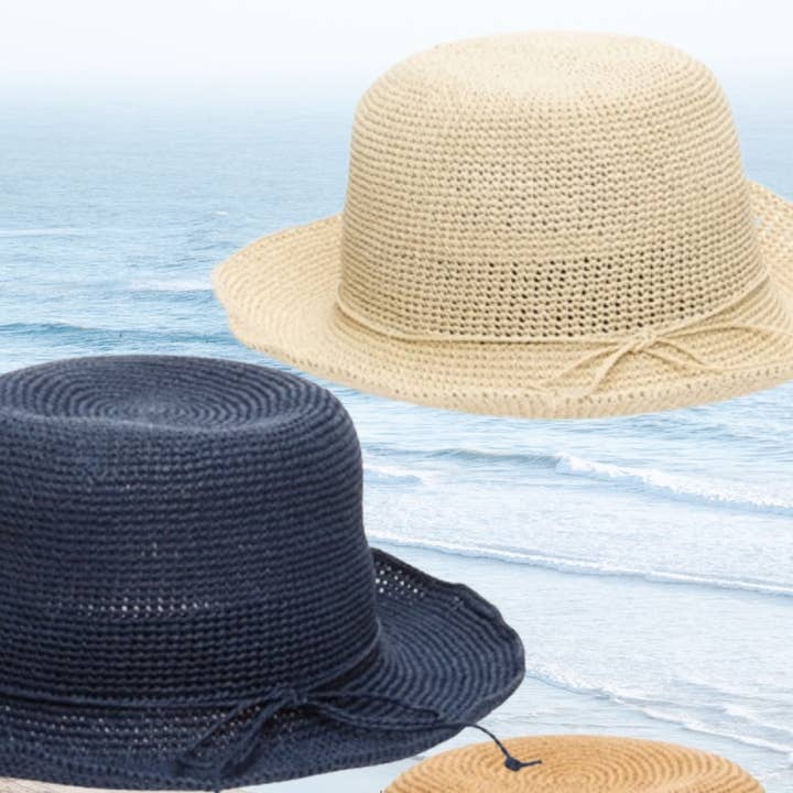 Olive & Pique - Wholesale Bucket Hat - Women's - Finely Crocheted Classic Straw Bucket Hat, Packable