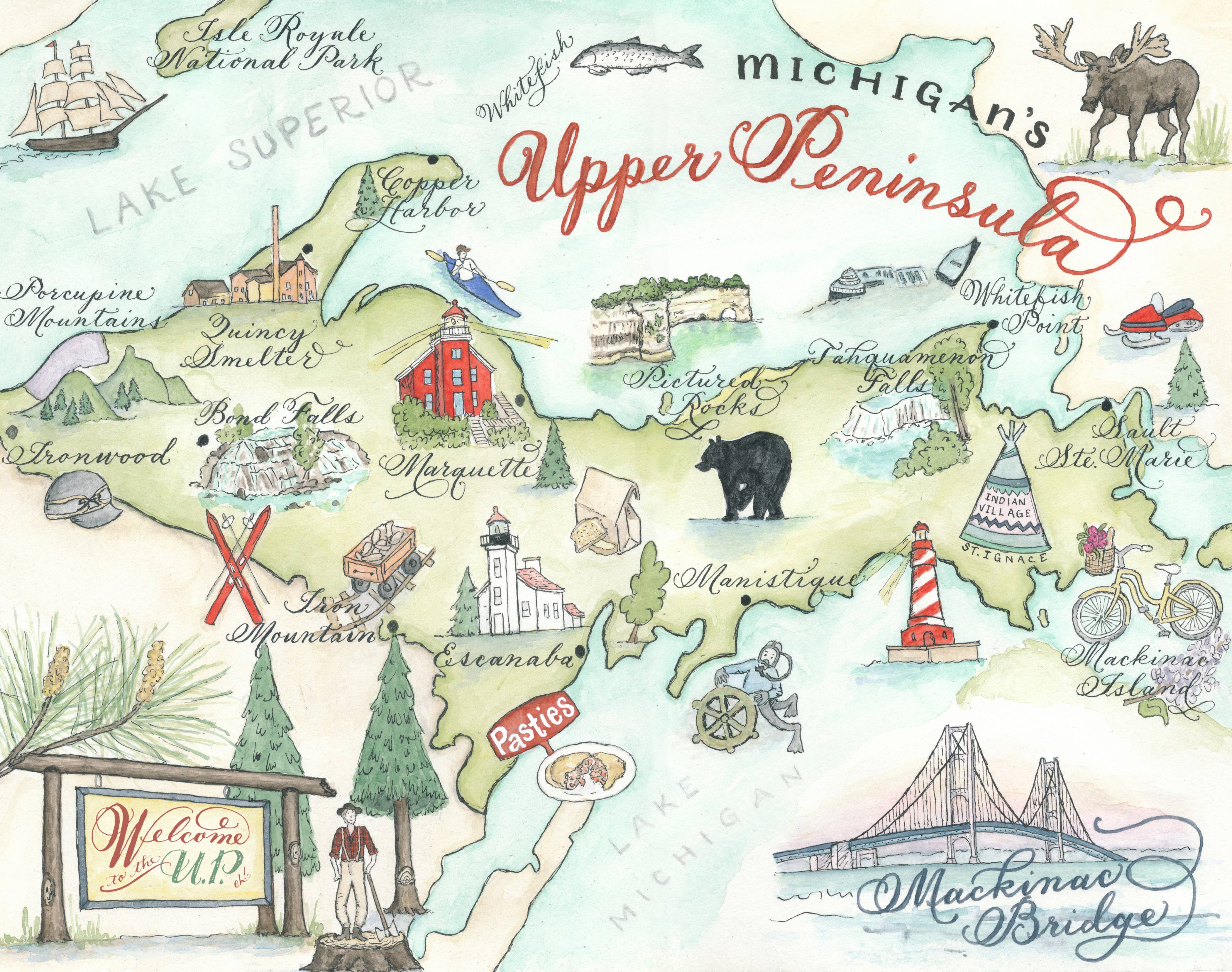 Designs by Robyn Love - Wholesale Everyday Greeting Card - Michigan Upper Peninsula Map Card1