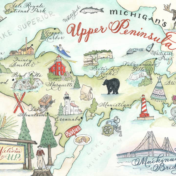 Designs by Robyn Love - Wholesale Everyday Greeting Card - Michigan Upper Peninsula Map Card1