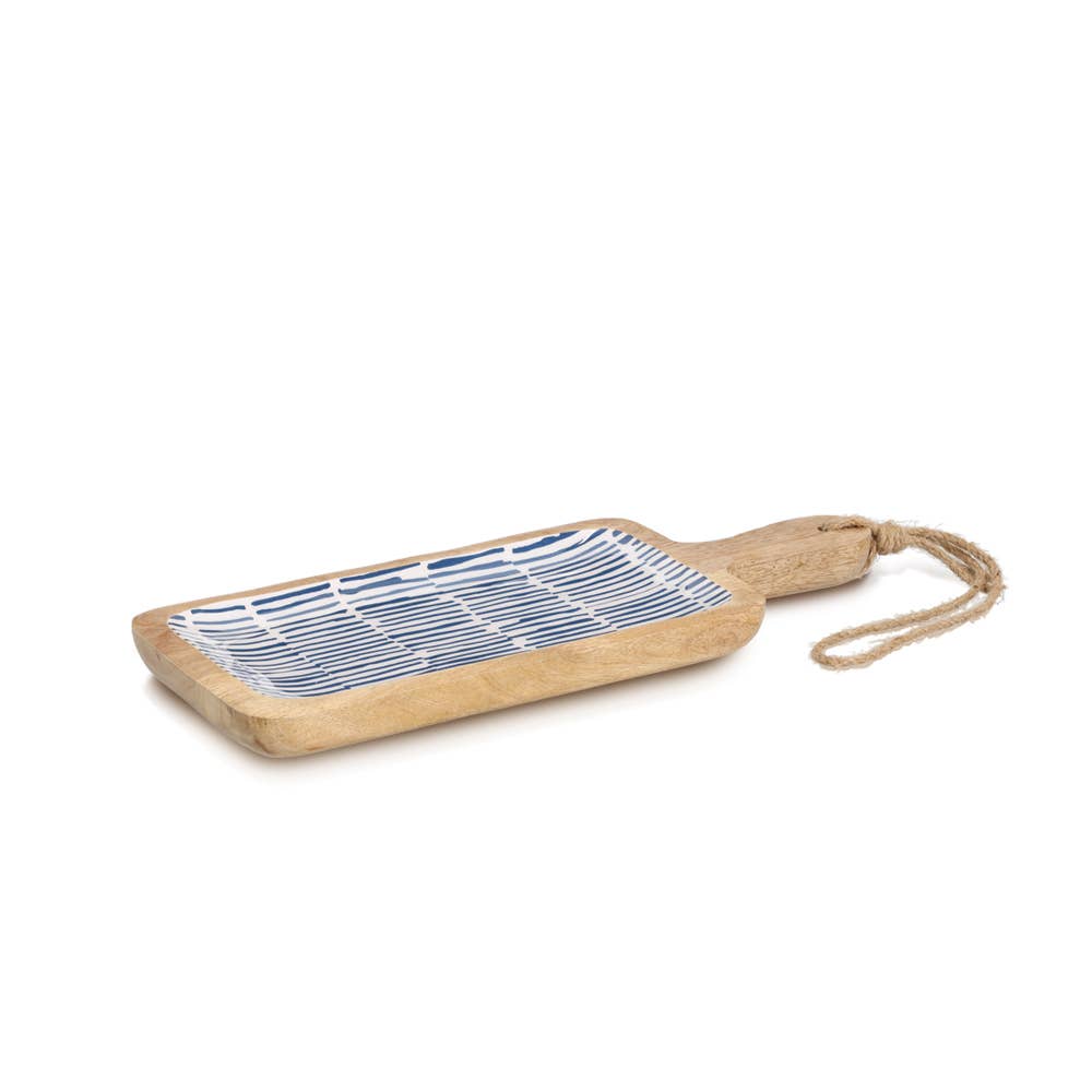 Serving board, mango wood, blue for wholesale on Faire0