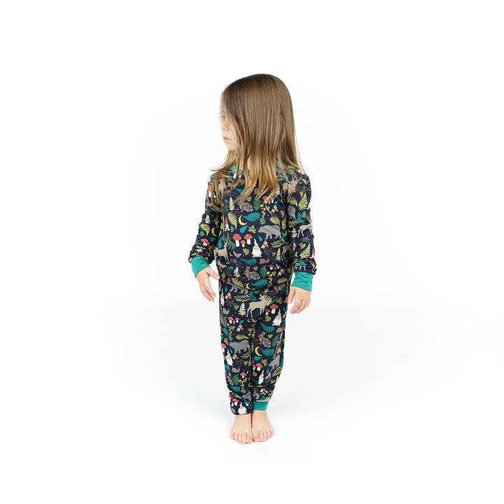 Emerson and Friends - Wholesale Sleepwear Set - Kids - Night Forest Bamboo Long Sleeve Kids Pajama Pants Set4