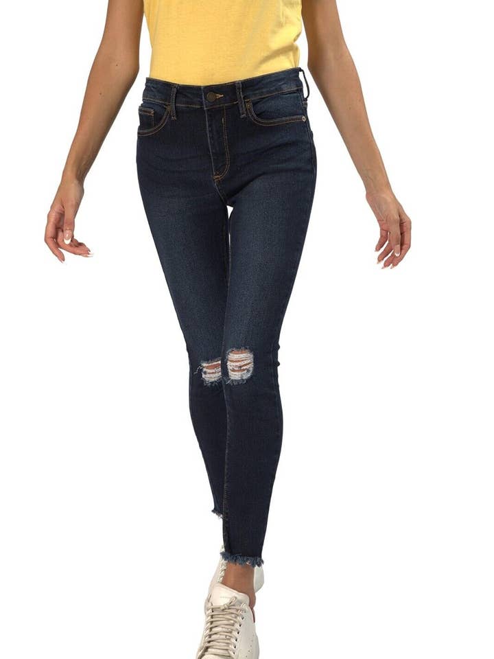 Womens Ripped Skinny Jeans Ladies Denim Bottoms Medium Blue for wholesale on Faire