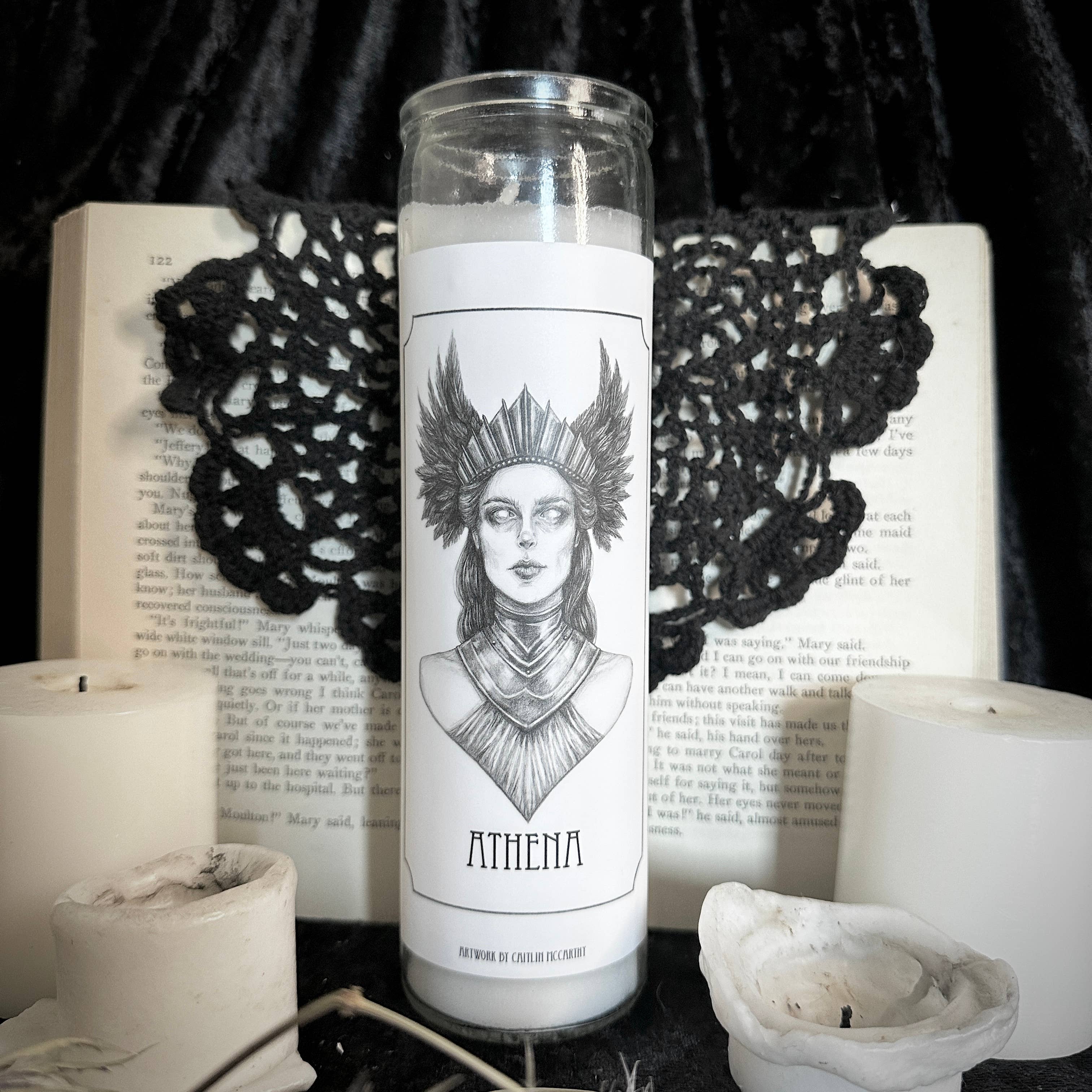 Caitlin McCarthy Art - Wholesale Sticker - Athena Altar Candle Stickers - Pack of 5 Vinyl Stickers1