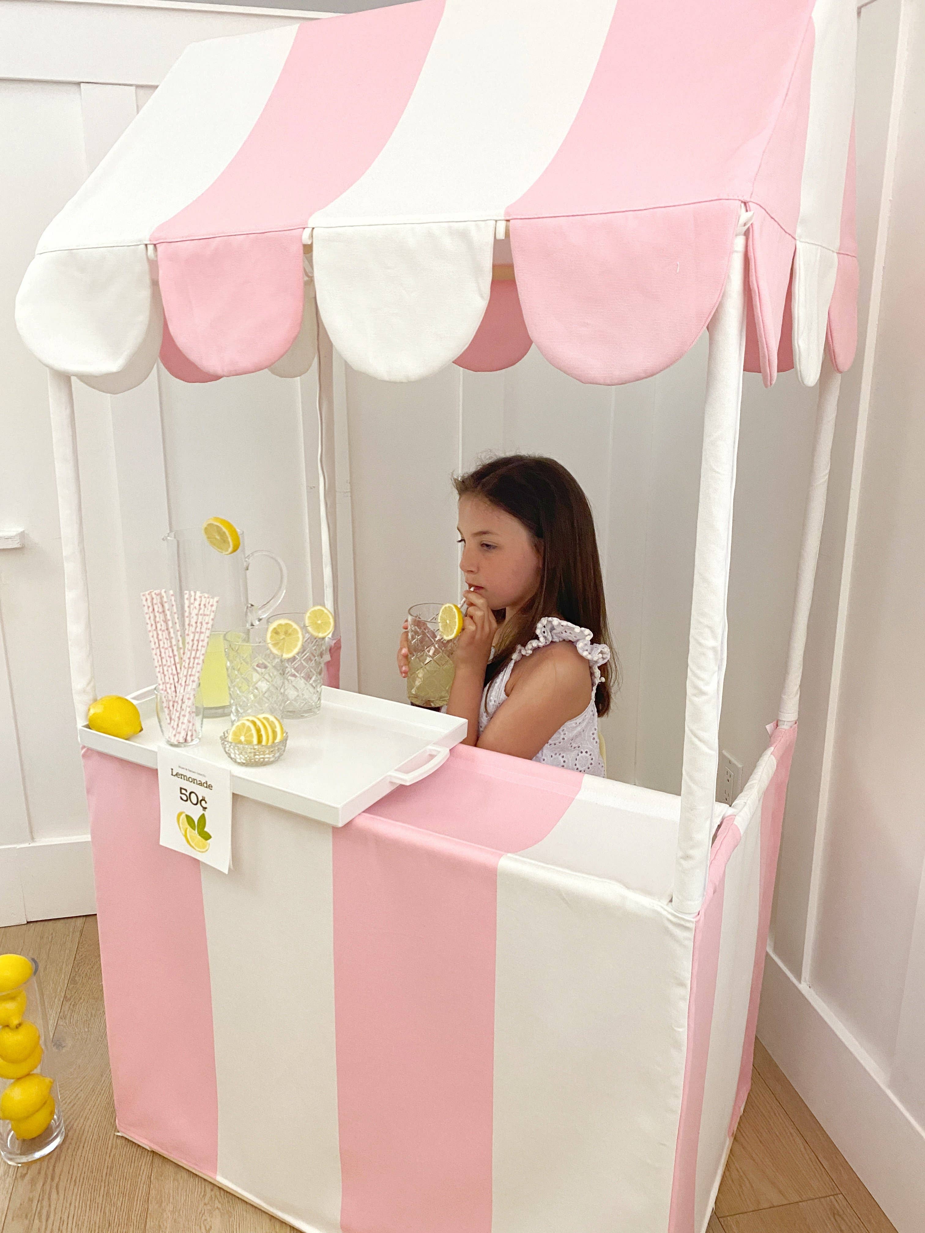 Domestic Objects - Wholesale Tent - Kids - The Market Stand Play Tent in Pink & White Cotton Canvas1