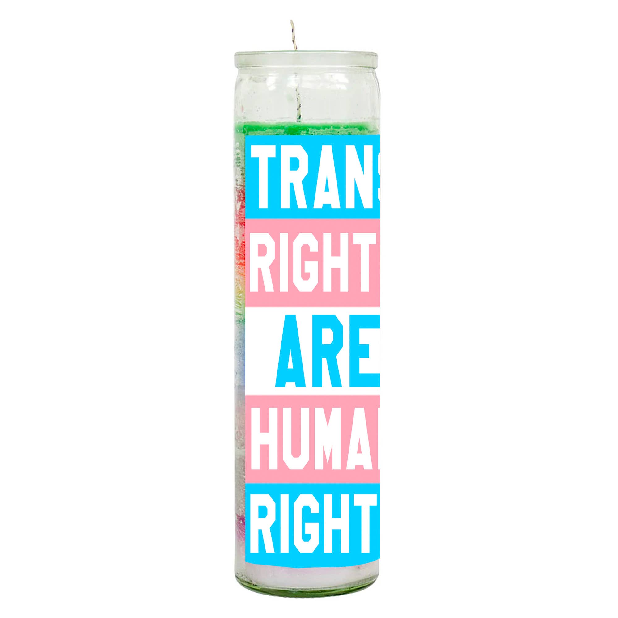 BOBBYK - Wholesale Votive Candle - Trans Rights are Human Rights Rainbow Candle1