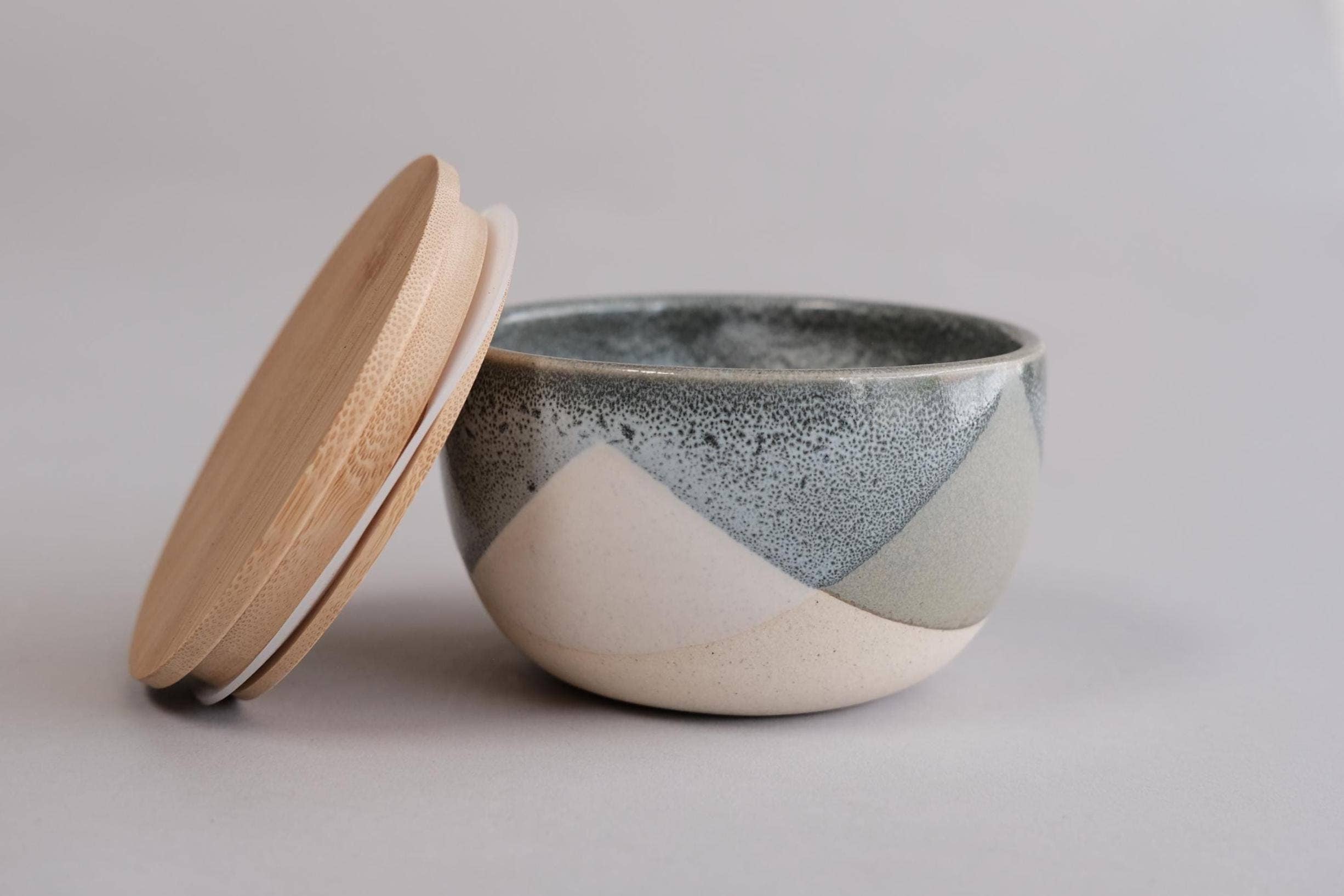 FHAR Studio - Wholesale Salt Mill - core - Salt Cellar with Bamboo Lid - Handmade porcelain 6