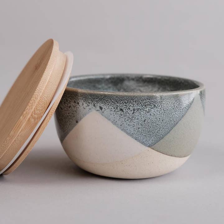 FHAR Studio - Wholesale Salt Mill - core - Salt Cellar with Bamboo Lid - Handmade porcelain 6