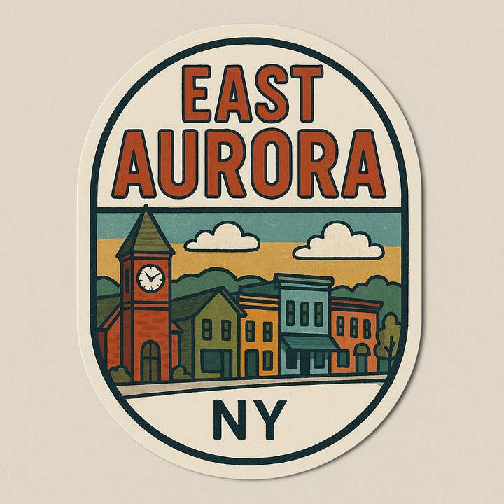 East Aurora Sticker 3” for wholesale by Christmas All Over