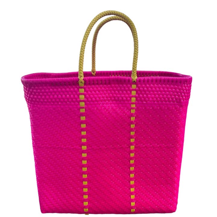 The Faria - Wholesale Beach Bag - Fuchsia Handwoven recycled plastic beach Bags