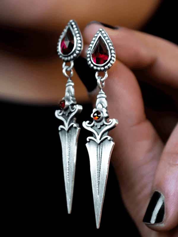 Silver Personalized Dagger Tassel Earrings for wholesale on Faire0