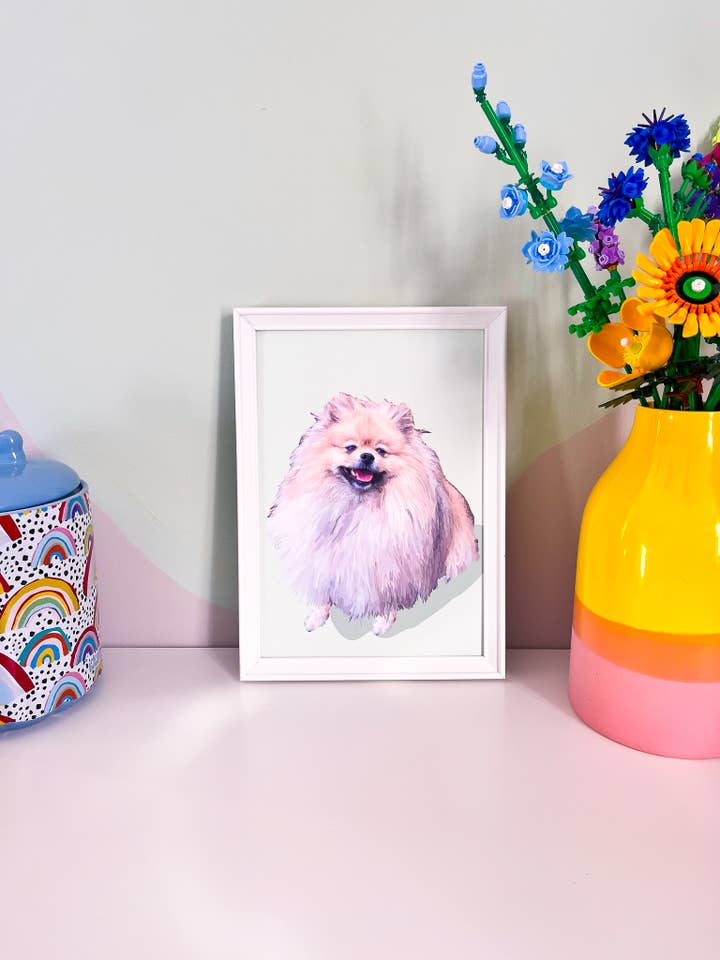 Stampa murale della Pomerania, blumelishop, ritratto di animale domestico per la vendita all'ingrosso da parte di Blümeli Shop