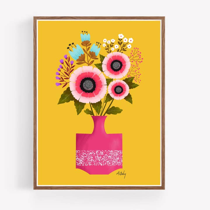 Lifted Spirits - floral illustration print for wholesale by Annie Bailey Art