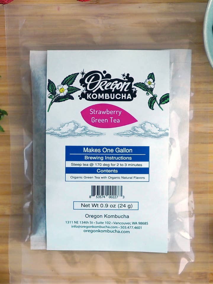Strawberry Green Tea for wholesale by Oregon Kombucha