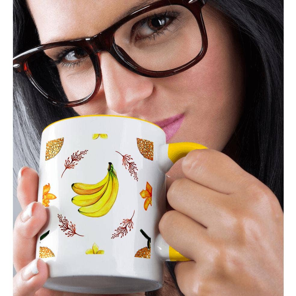 3dRose - Wholesale Coffee Mug - 3dRose, Tropical Fruit, Bananas, and Flowers Pattern, Mug1