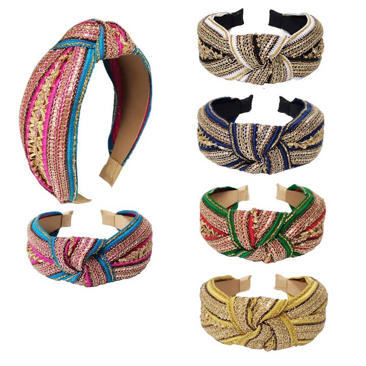 ASSORTED Boho Braided Wooven Headband HB3317-8 (12PC) for wholesale on Faire