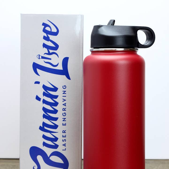 Burnin Love Laser Engraving - Vente Bouteilles d'eau - Gourdes gravées au laser Burnin' Love de 32 oz (946 ml)2