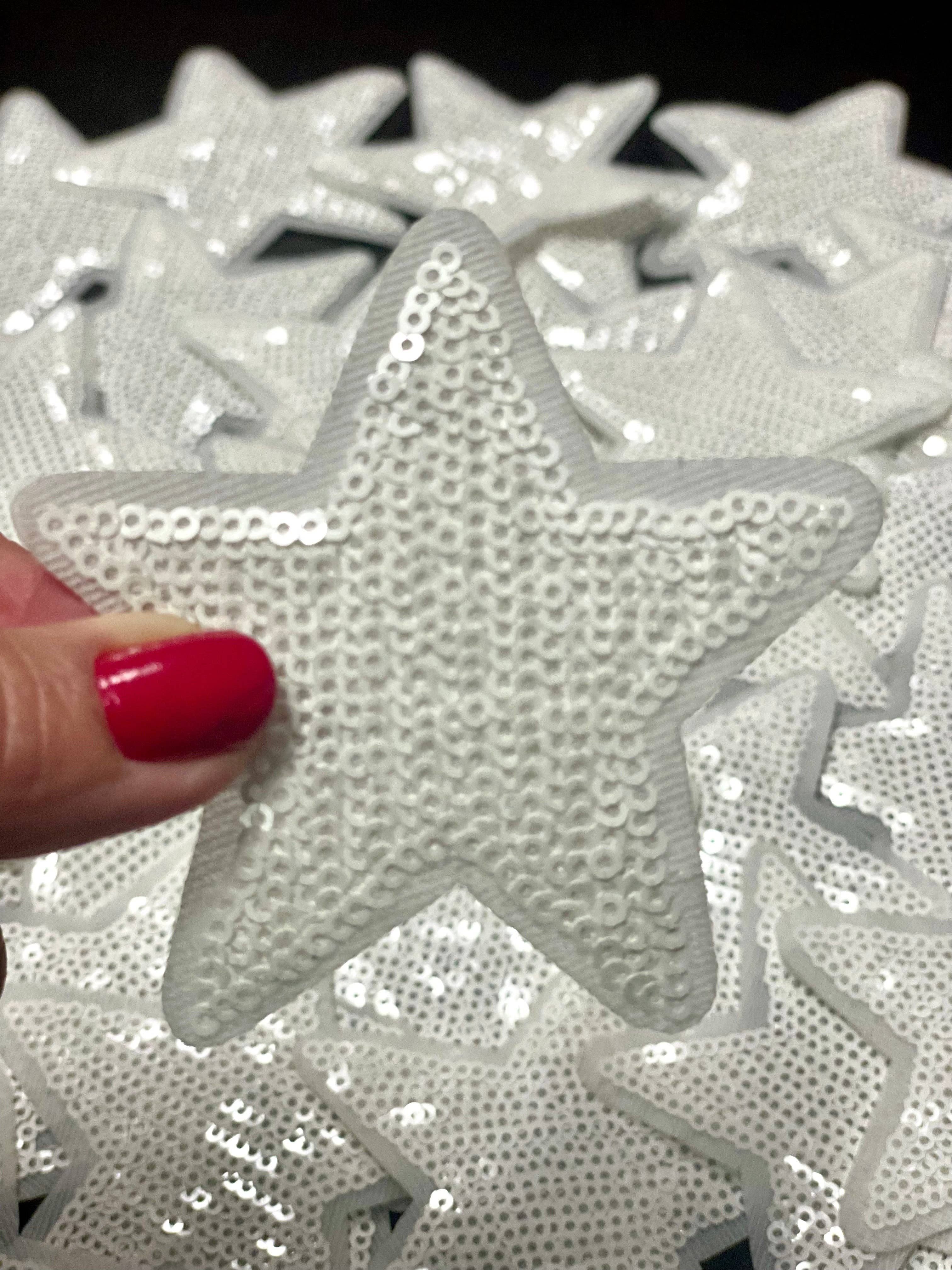sequinandstiches - Wholesale Patch - Star Patch, Sequin Star Patch, White 3",Iron on Patch, DIY, Trucker Hat Patch, Preppy Patch, Patch for Hat, Sequin Star2