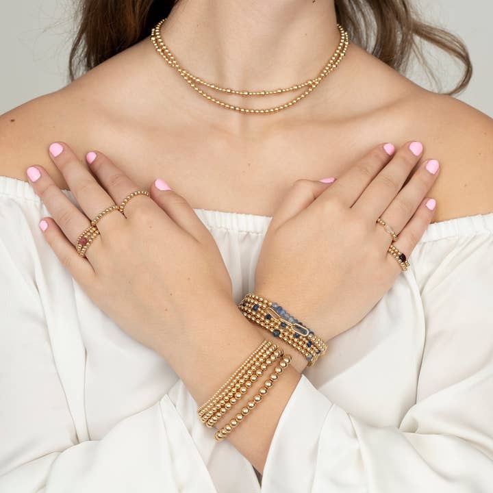 Tatiana M Designs - Wholesale Beaded Bracelet - Gold Filled Stretch Bracelet - 5 Bead Sizes5