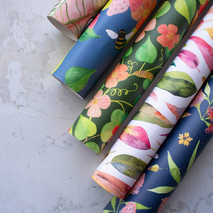 littlehoothoot - Wholesale Flat wrap - Pink Jungle Leaves Gift Wrap Sheet4