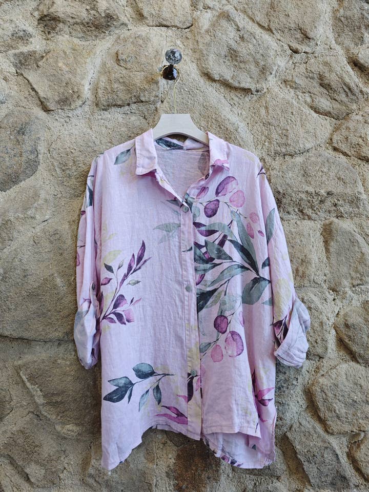 Ref-00956 CAMISA ESTAMPADOS LINO100% para venta al por mayor de Linen & More