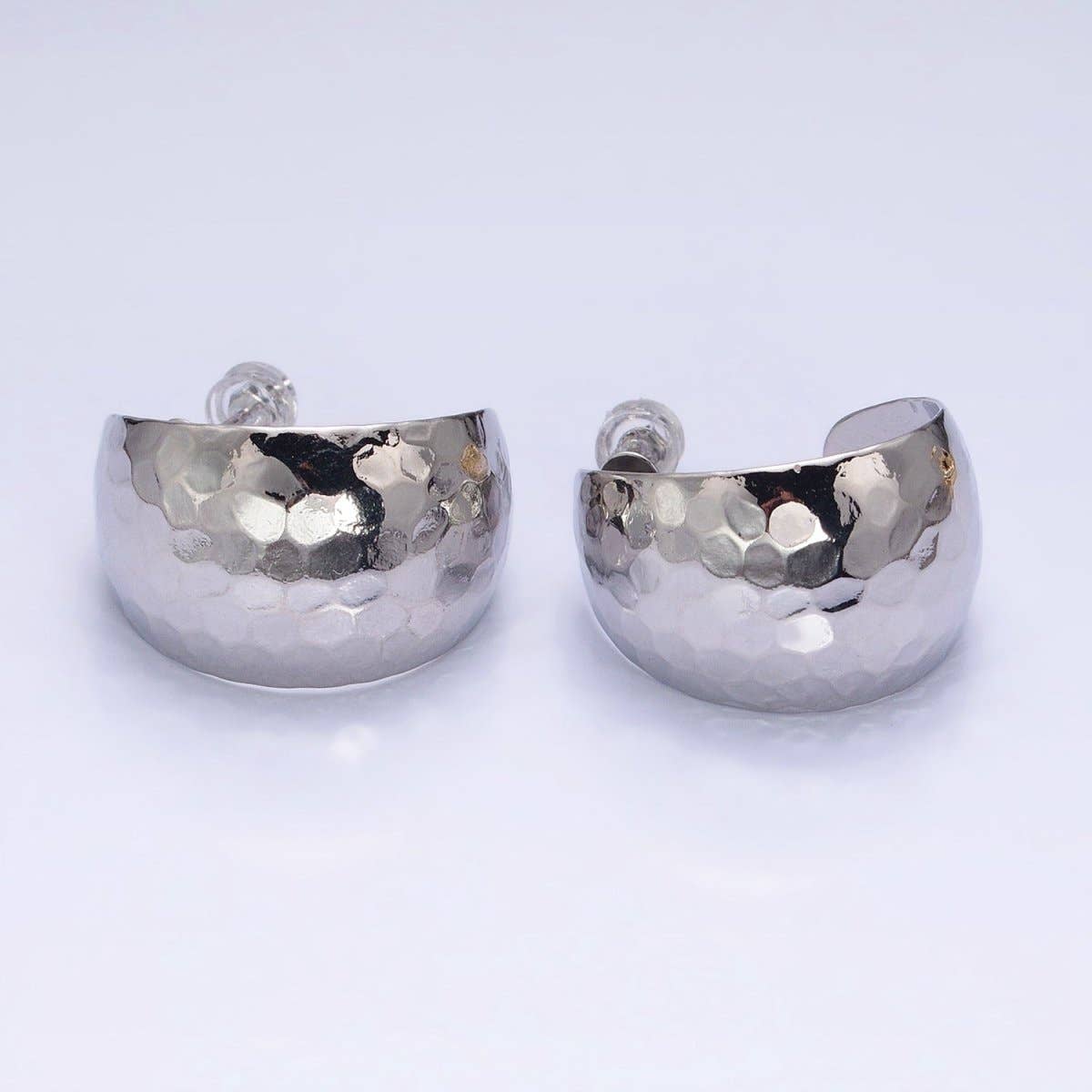 Aim Eternal - Wholesale Hoop Earrings - 16K Gold Filled 25mm Round Multifaceted Wide Dome C-Shaped Hoop Earrings in Gold & Silver | AE023 AE0241