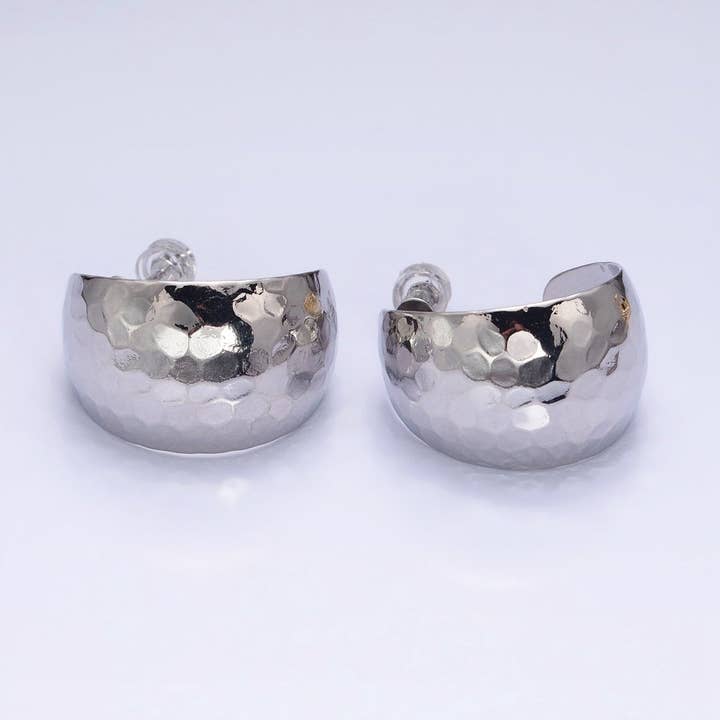 Aim Eternal - Wholesale Hoop Earrings - 16K Gold Filled 25mm Round Multifaceted Wide Dome C-Shaped Hoop Earrings in Gold & Silver | AE023 AE0241