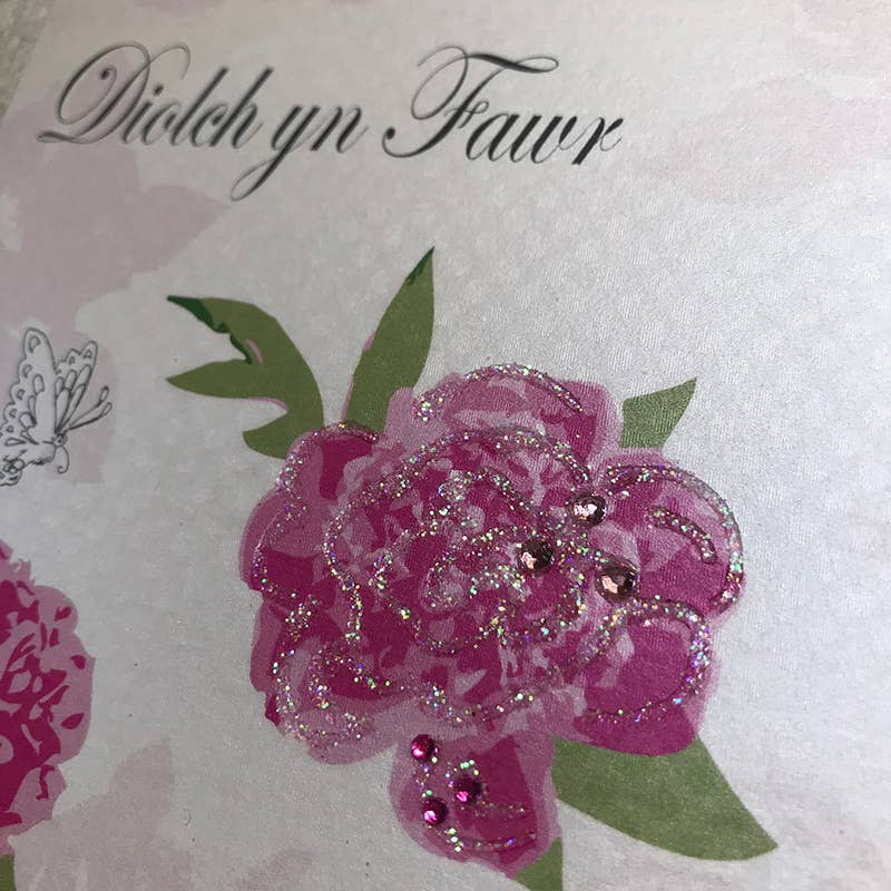 White Cotton Cards - Wholesale Thank You Card - Welsh Diolch Yn Fawr (WPD302)1