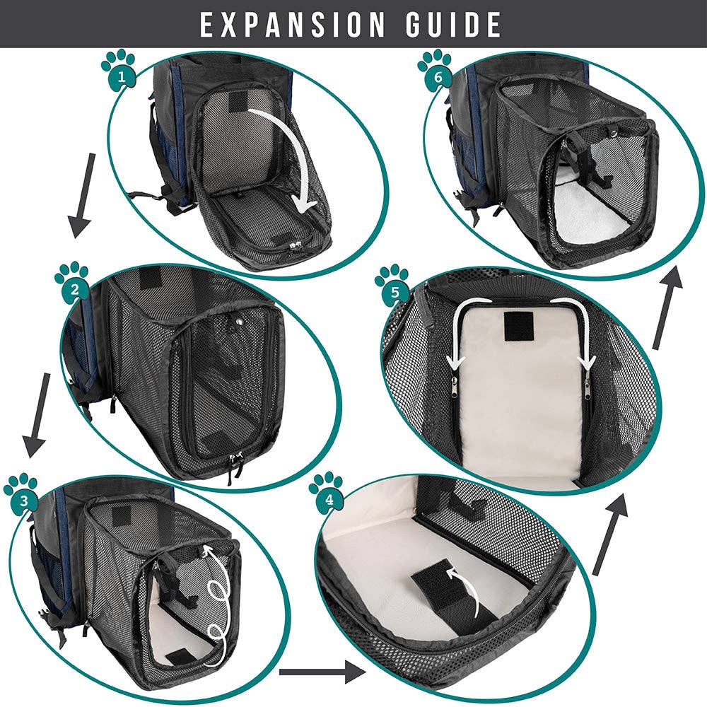 PetAmi - Vente Caisse de transport – chat et chien - Sac à dos de transport pour animaux de compagnie extensible à 3 voies9