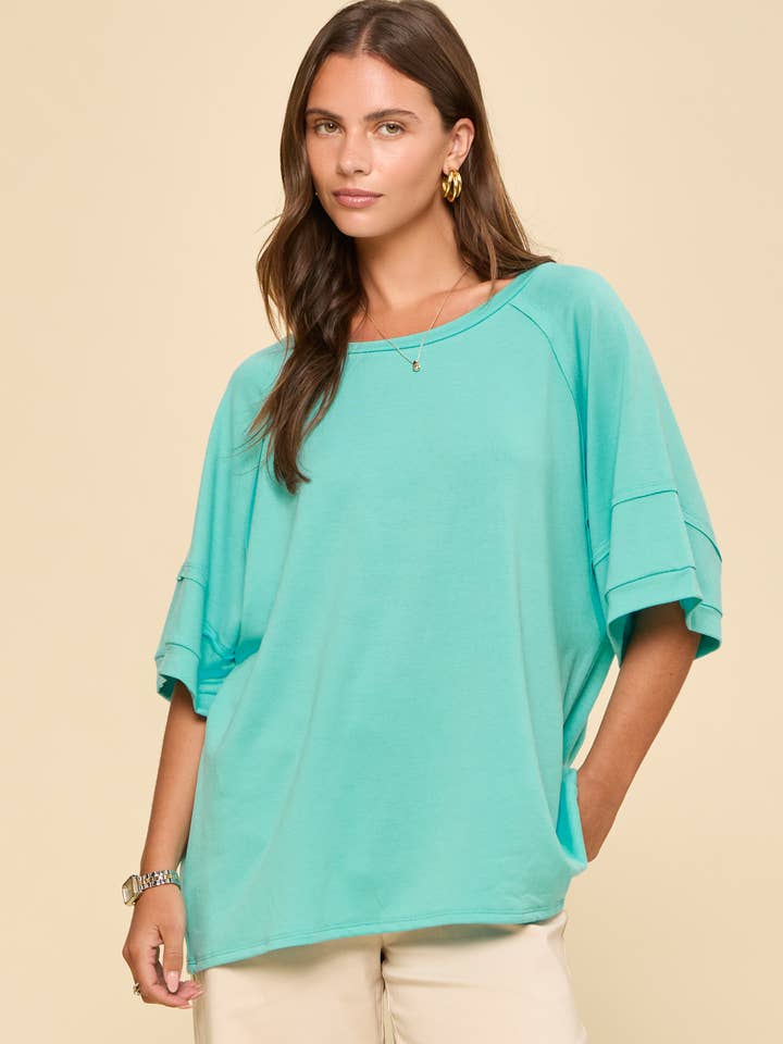 Raw Edge Terry Knit Top for wholesale by Dear Scarlett