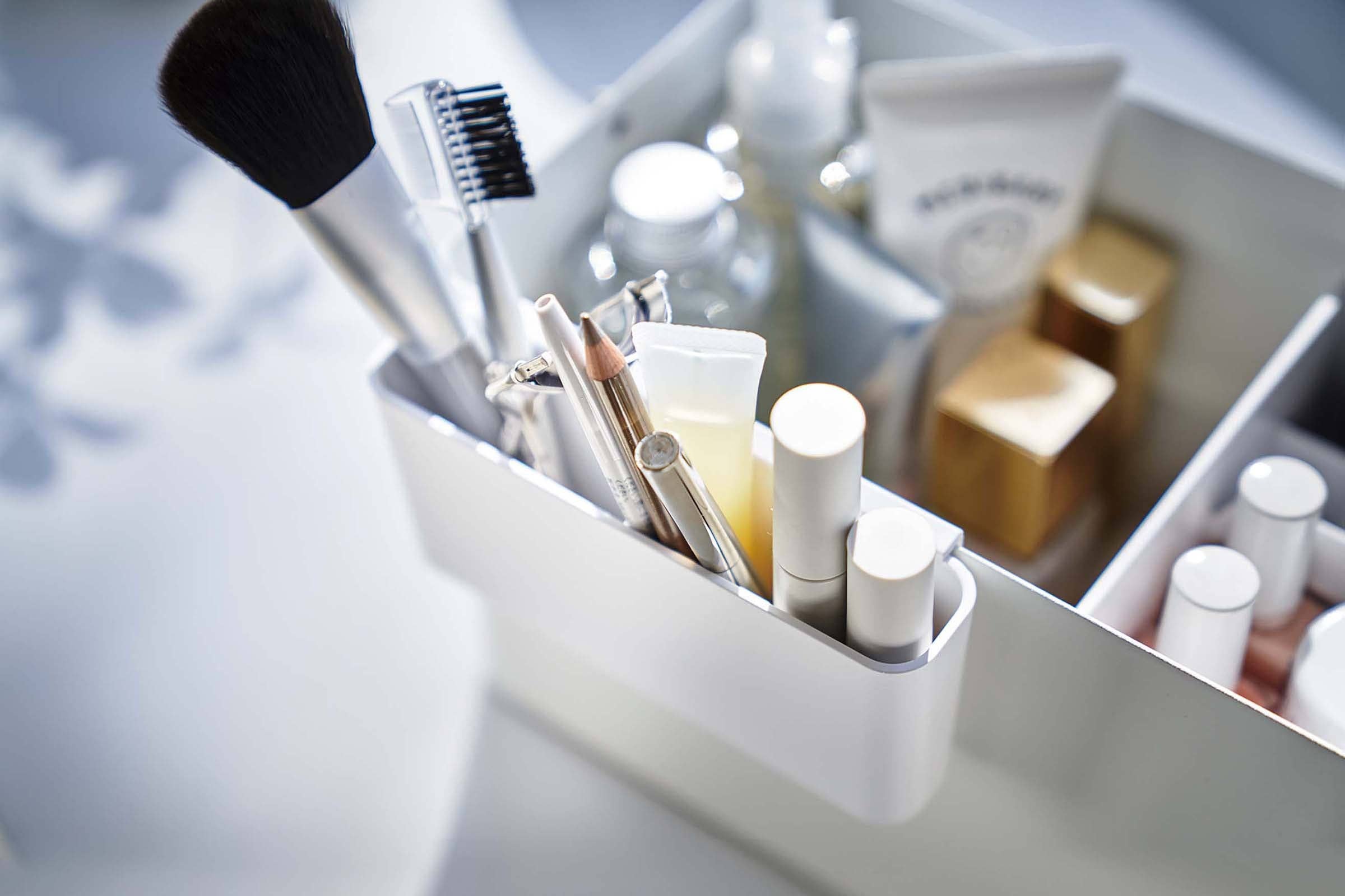 Yamazaki Home - Wholesale Makeup Storage Box - Tower Makeup Organizer with Mirror - Steel + Wood4