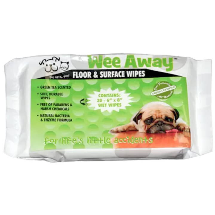 Lingettes pour chien pour sol et surface - Parfum thé vert - 30 unités pour la vente par Wee Away