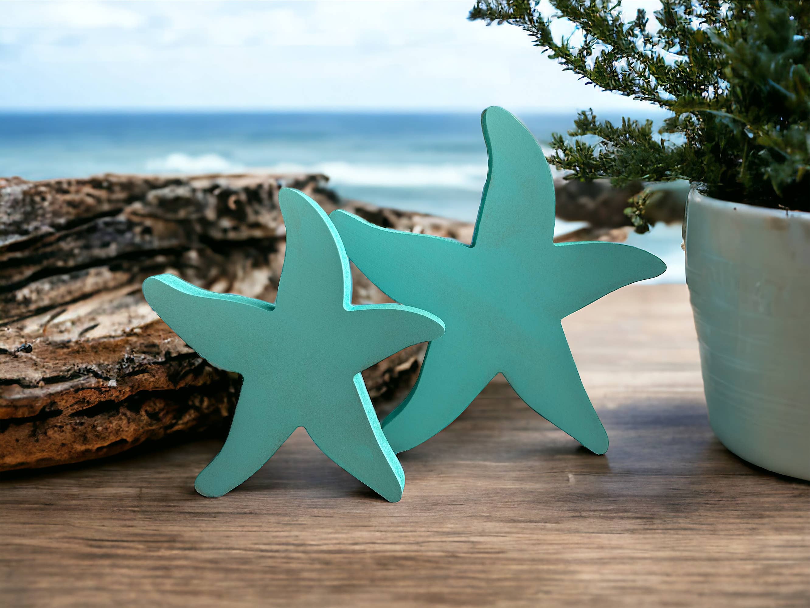 Inkwood Crafters - Wholesale Decorative Tabletop Object - Rustic Wood Starfish - Beach Shelf Sitter6