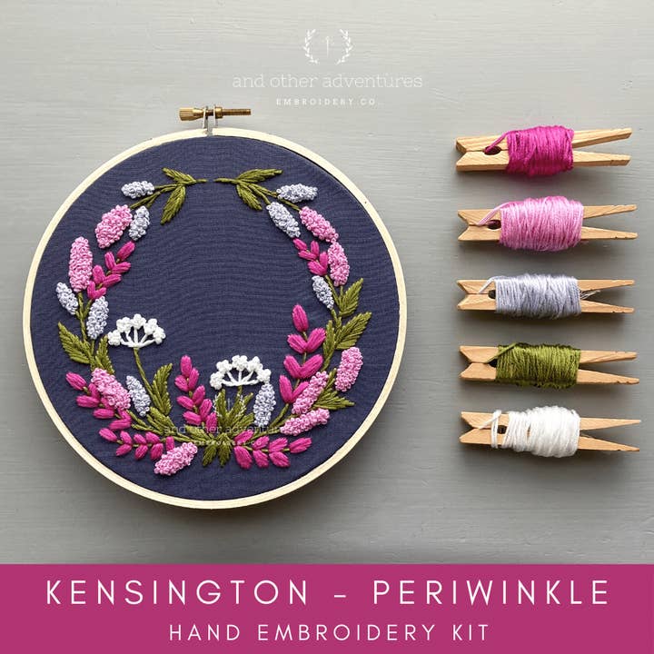 Embroidery Kit - Kensington Periwinkle for wholesale by And Other Adventures Embroidery Co