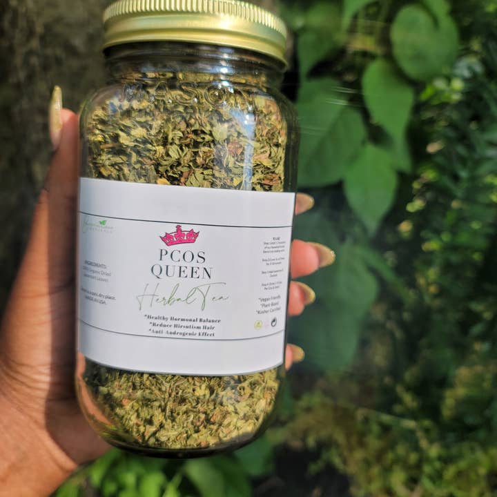 bconsciousnaturals - Wholesale Health/Detox Tea - Pcos Queen Organic Spearmint Leaves(Hair Reducing Tea Blend) Hormonal Tea Blend(Eco-Friendly Mason Jars)4