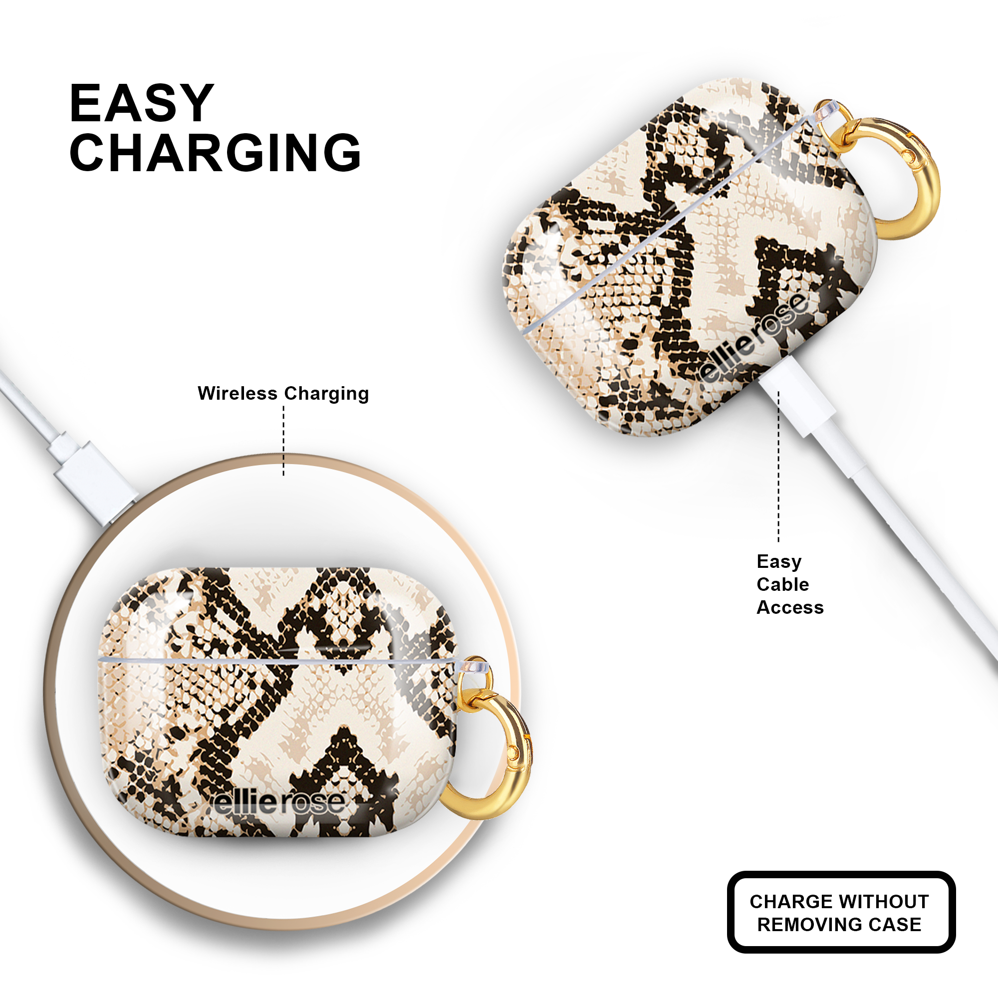Ellie Rose - Vente Étui pour écouteurs/casque – femme - Étui pour AirPods Pro - Peau de serpent8
