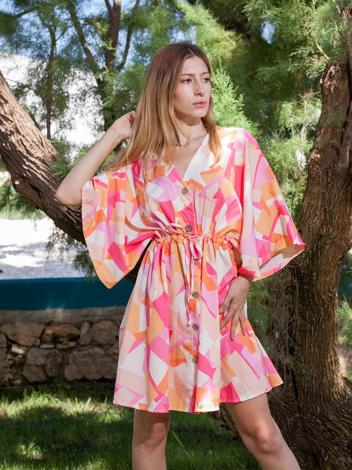 BELLY SUMMER PINK MINI DRESS WITH PRINTED FIGURES para venta al por mayor de SOHUMAN