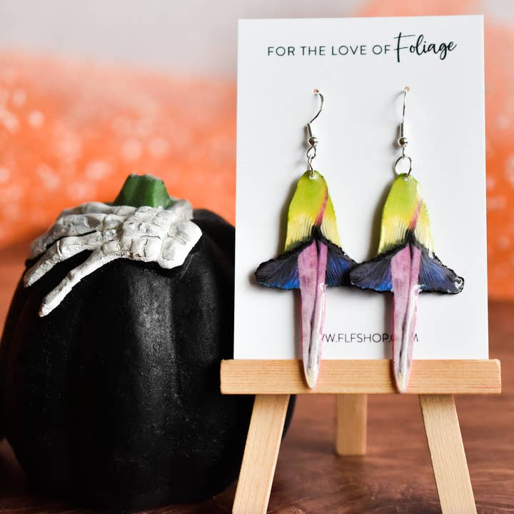 Corpse Flower Amorphophallus Titanum | Halloween Plant Earrings | Spooky Flower Earrings for wholesale by For the Love of Foliage