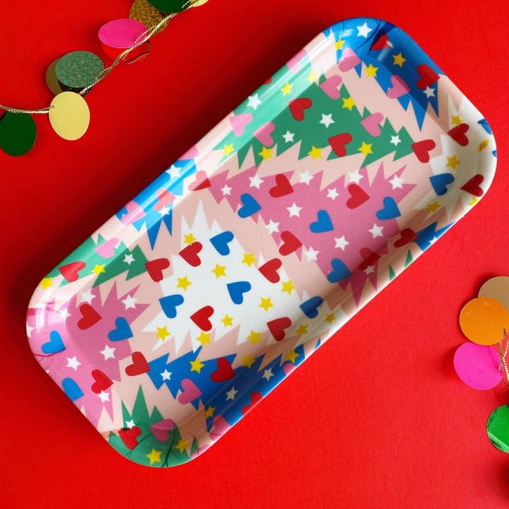 Poppekins - Wholesale Serving Tray - 'Christmas Trees' Melamine Tray - 3 colours