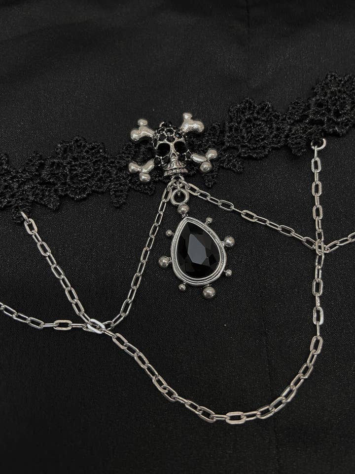 Mini Skull Lace Choker for wholesale by Pamela Mann