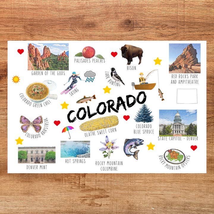 Colorado State Collage Postcard for wholesale by The Writerie