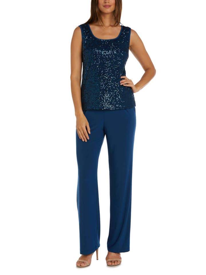 PEACOCK RM Richards Sequined Formal 3-Piece Pants Suit for wholesale on Faire2