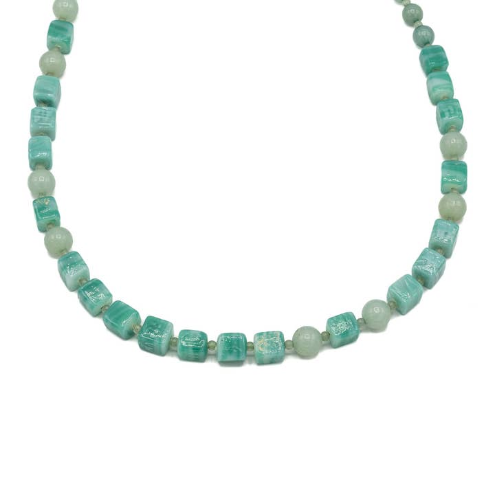 Long glass cube necklace for wholesale by KLK