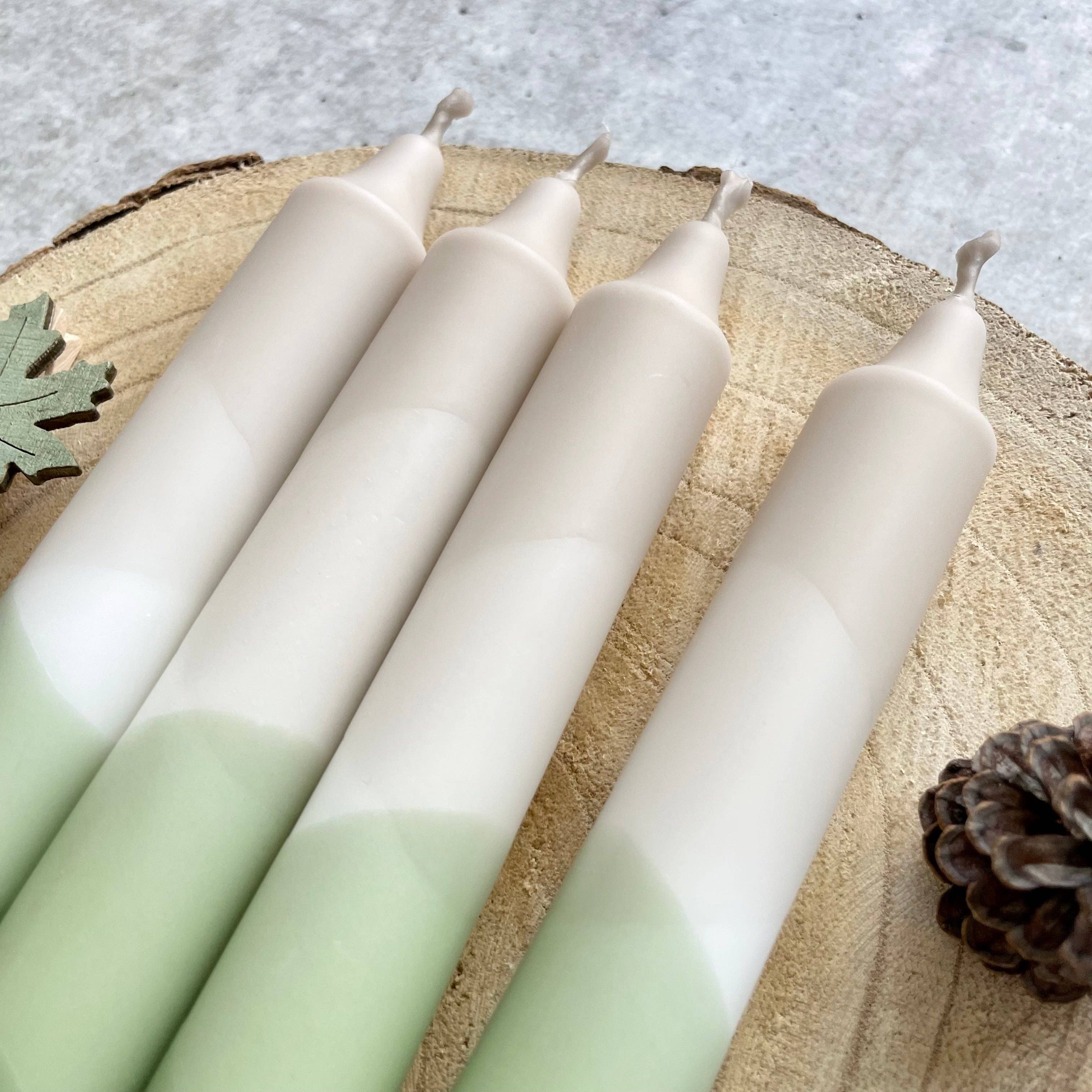 Wolkenreich - Wholesale Tapered Candle/Candlestick - Dip dye candles | beige-olive | set of 43