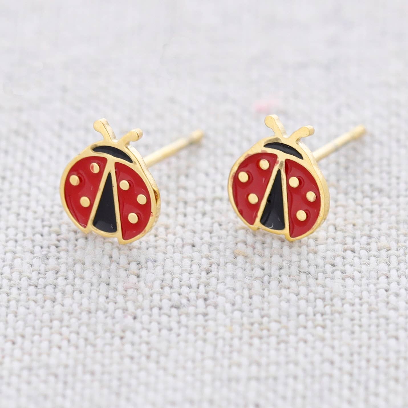 Sonata - Wholesale Stud/Post Earrings - Ladybug Enamel Steel Earrings4