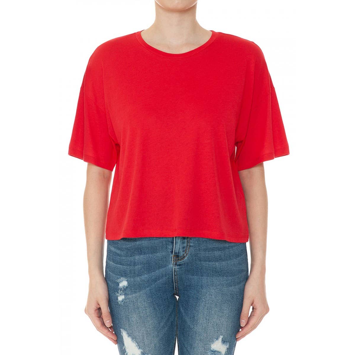 Timeless - Wholesale T-Shirt - Women's - ROUND NECK SHORT SLEEVES OVERSIZED CROP TOP0