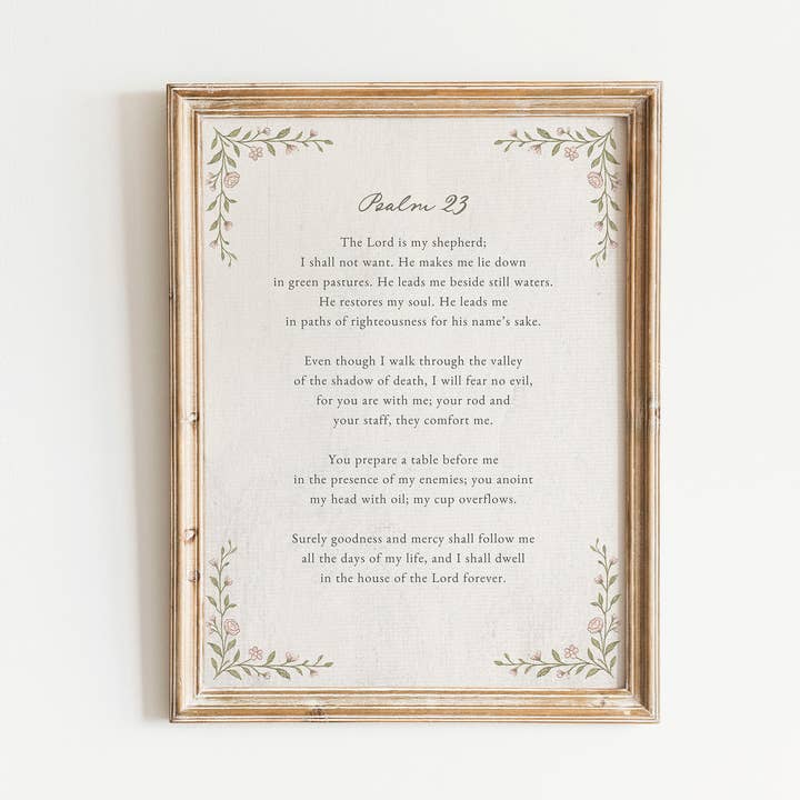 Psalm 23 Vintage Wall Art Print Christian Jesus Gift Decor for wholesale by Rooted in Truth