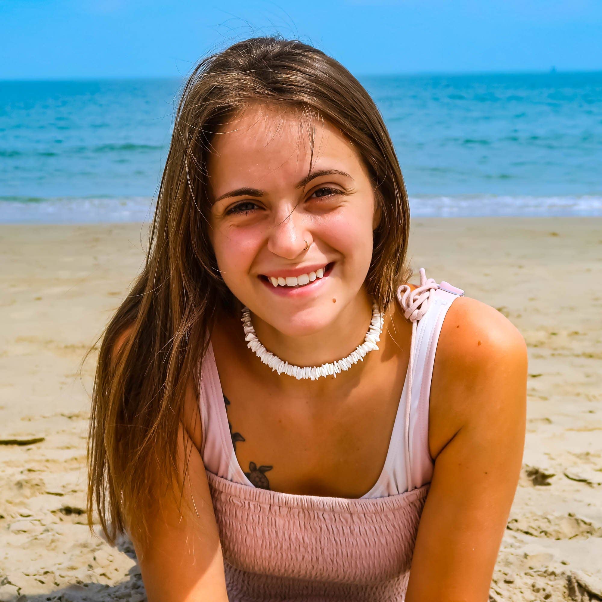 Natalia - Wholesale Beaded/Pearl Necklace - Puka Shell Necklace, Unisex White Square, Multiple Sizes13